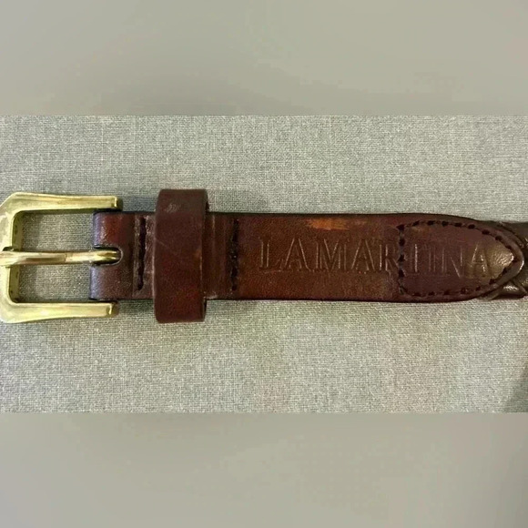 “LA Martina” Men’s Skinny Leather Braided Belt w/ Brass Hardware Size XL - Picture 6 of 10